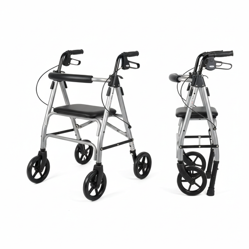 Folding Aluminum Mobility Walker with Wheels by Xcel Med